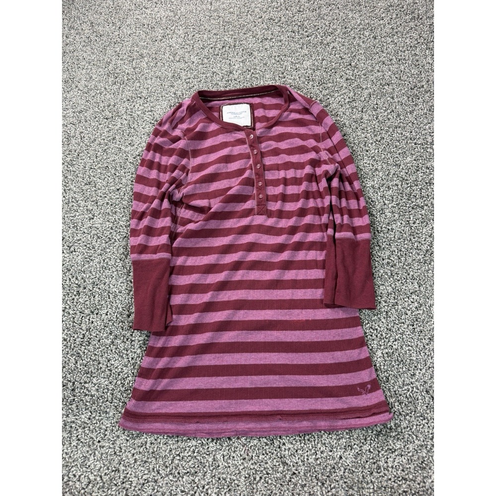 Vintage Y2K American Eagle 3/4 Sleeve Henley T Shirt Women's Size XL Pink